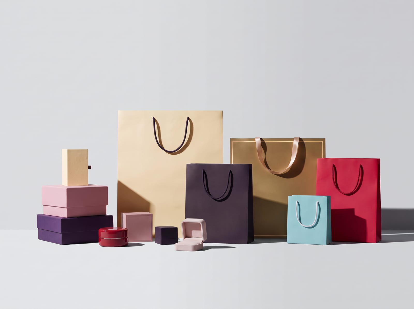 Shopping bags and rigid boxes